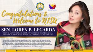 NISU Extends Congratulations and Warm Welcome to Sen. Loren B. Legarda
