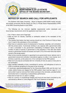 Notice of Search and Call for Applicants