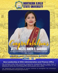 Atty. Niezel Anen T. Sabrido Named Vice President for Administration and Finance