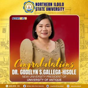 Congratulations to Dr. Godelyn S. Gallega-Hisole for being elected as University President of the University of Antique